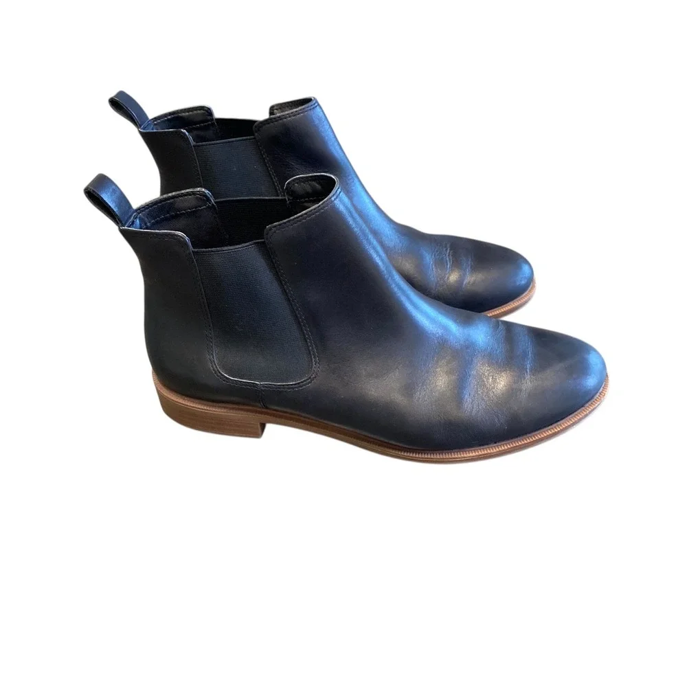 Clarks Taylor Shine Black Leather Chelsea Ankle Boots Sz 9 Women Block Heel - Picture 3 of 11